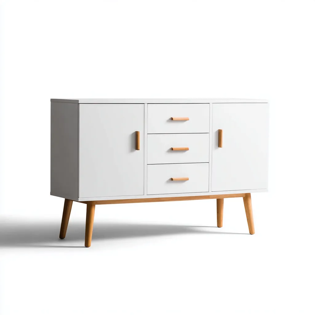 Commode - bois - 120x40x80 cm - blanc - bois - salon - design scandinave-Interiorvo