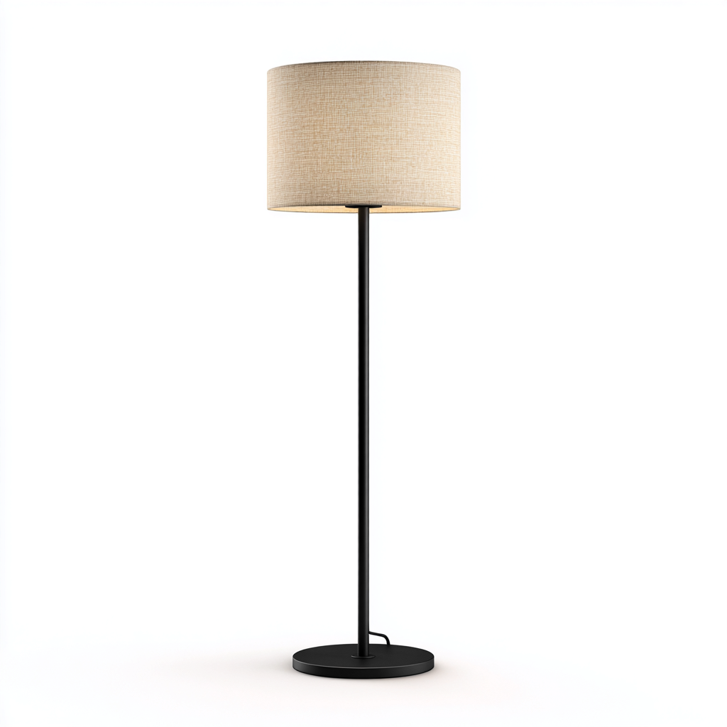 Lampadaire - métal - tissu - 28x28x160 cm - noir - beige - pour salon - design moderne-Interiorvo