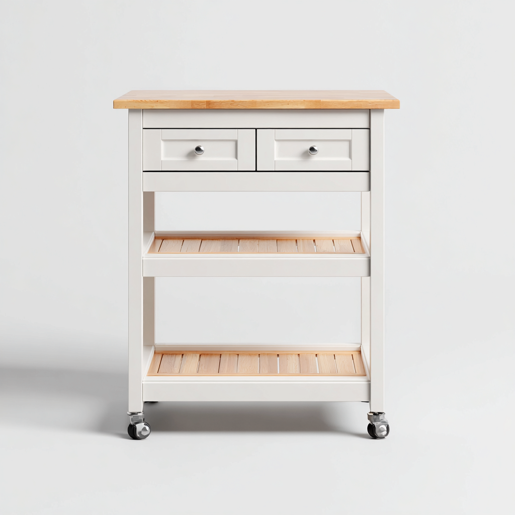 Îlot de cuisine bois 70x45x85 cm blanc - bois adapté à la cuisine design moderne-Interiorvo