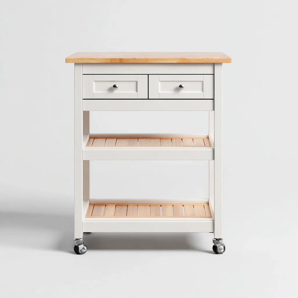 Îlot de cuisine bois 70x45x85 cm blanc - bois adapté à la cuisine design moderne-Interiorvo