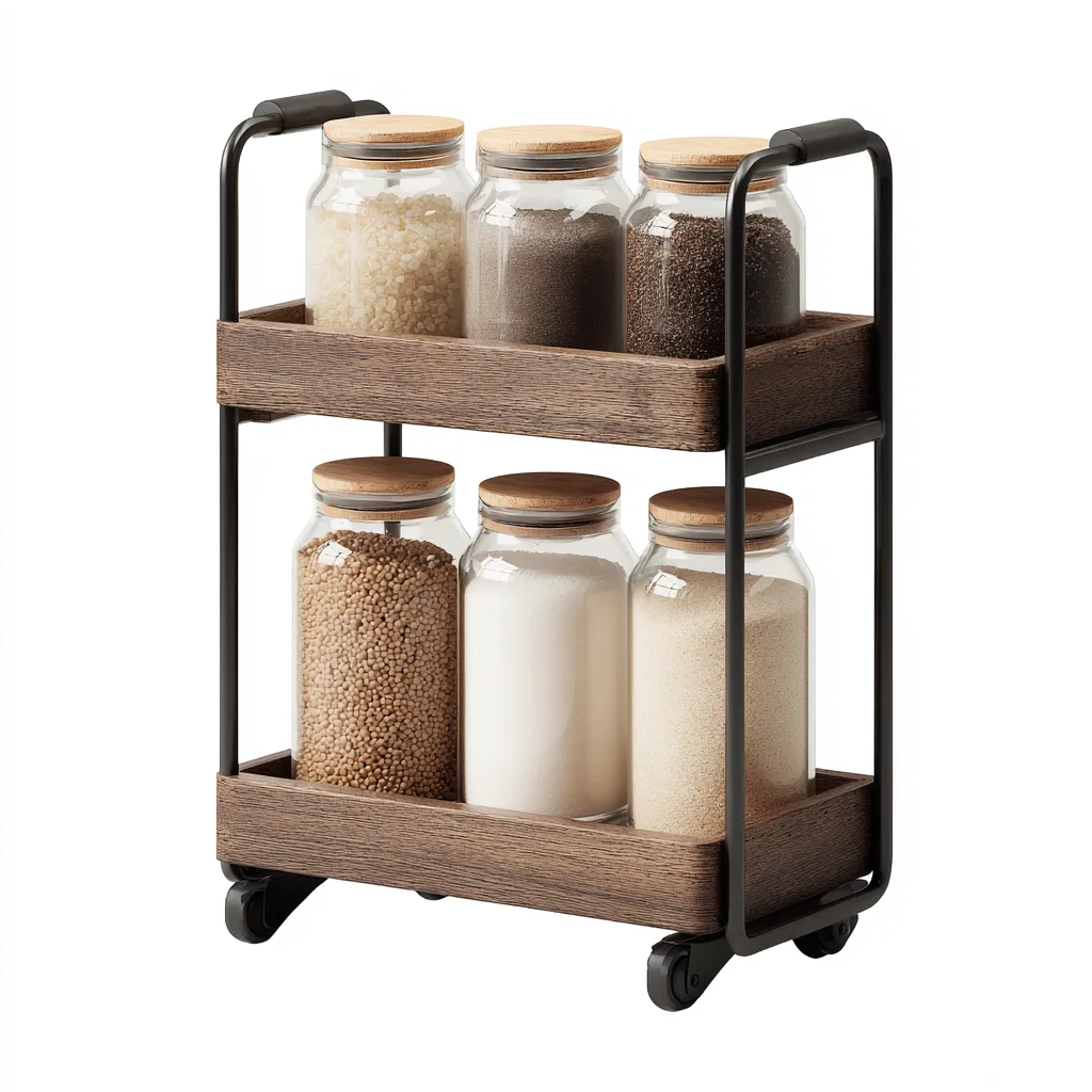 Dessertes et chariots - métal - bois - 75x35x85 cm - noir - marron - adapté à la cuisine - design industriel-Interiorvo