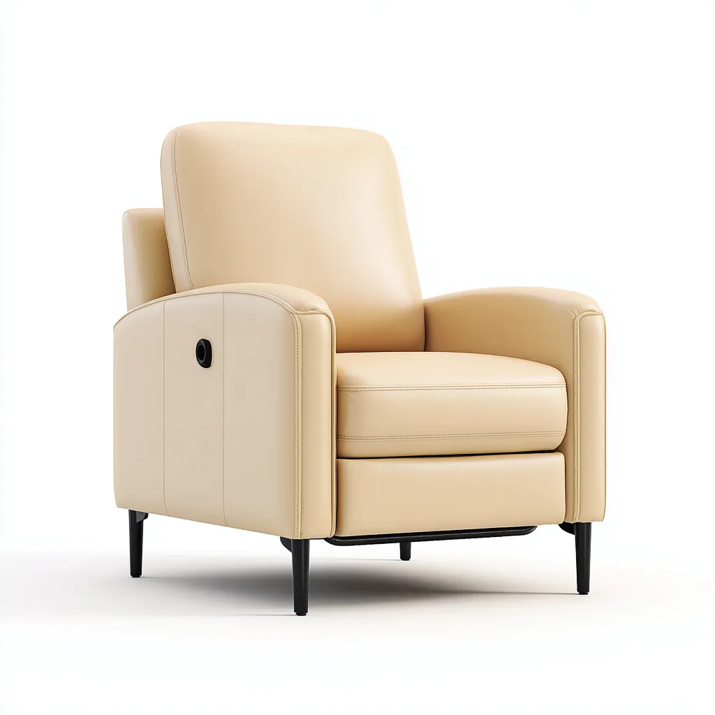 Fauteuil relax cuir 90x88x102 cm beige adapté au salon design moderne-Interiorvo