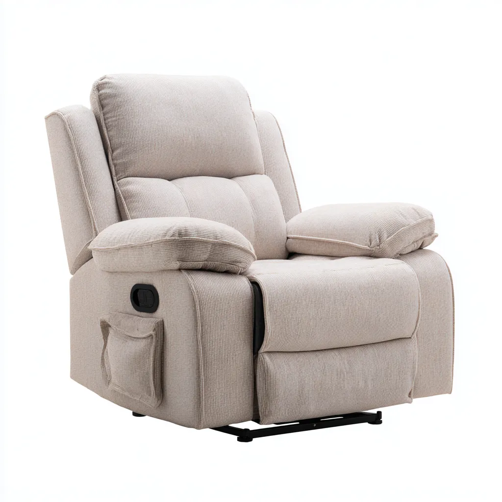 Fauteuil relax - tissu - métal - 105x90x105 cm - beige - salon - design moderne-Interiorvo