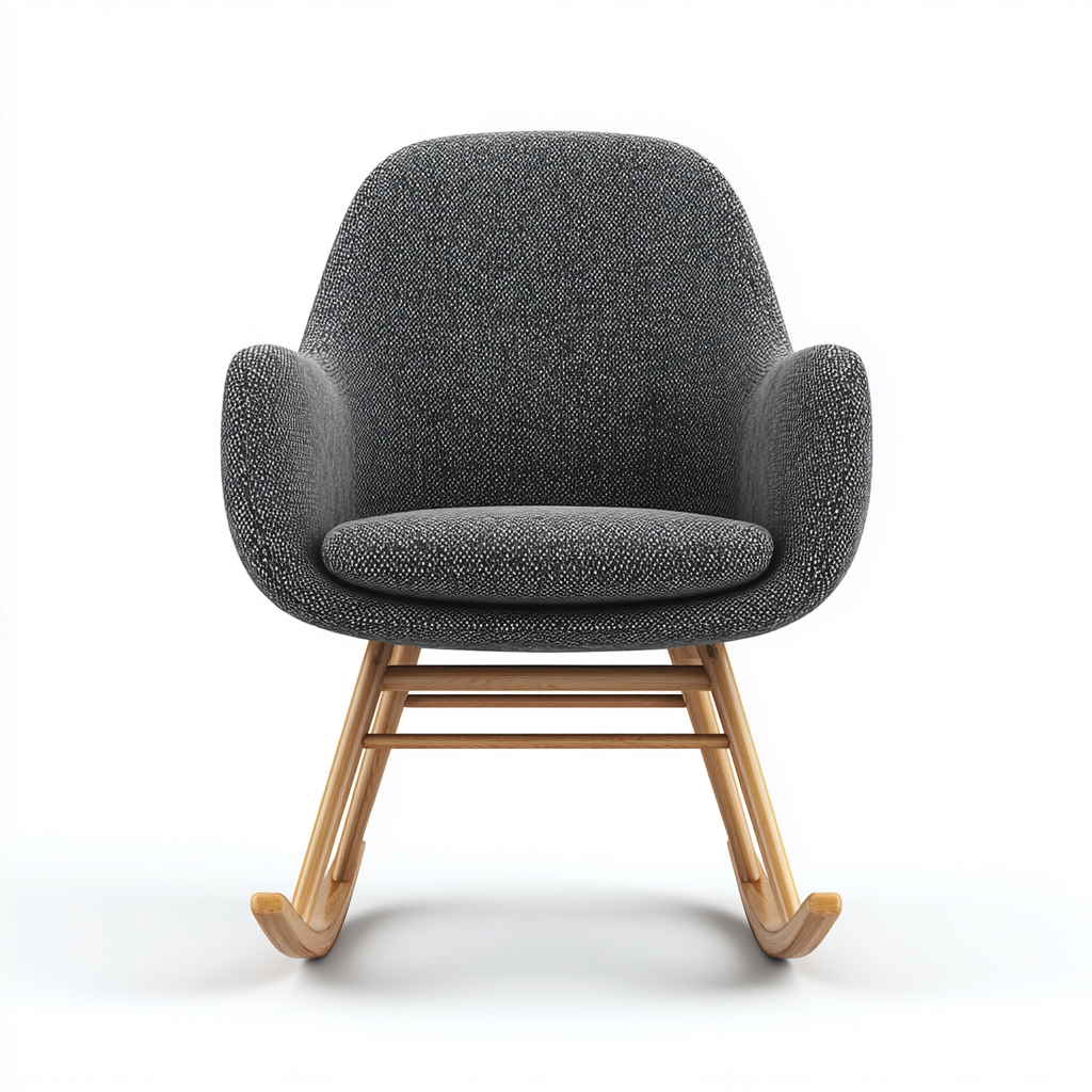 Fauteuil à bascule tissu 78x76x98 cm gris foncé adapté au salon design contemporain-Interiorvo