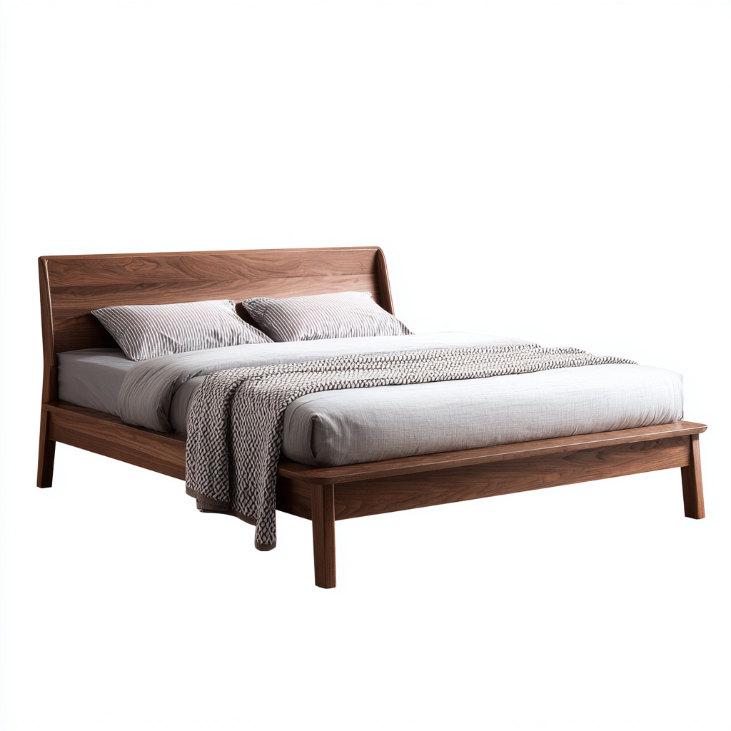 Lit double - bois - 210x165x95 cm - brun foncé - pour chambre - design moderne-Interiorvo