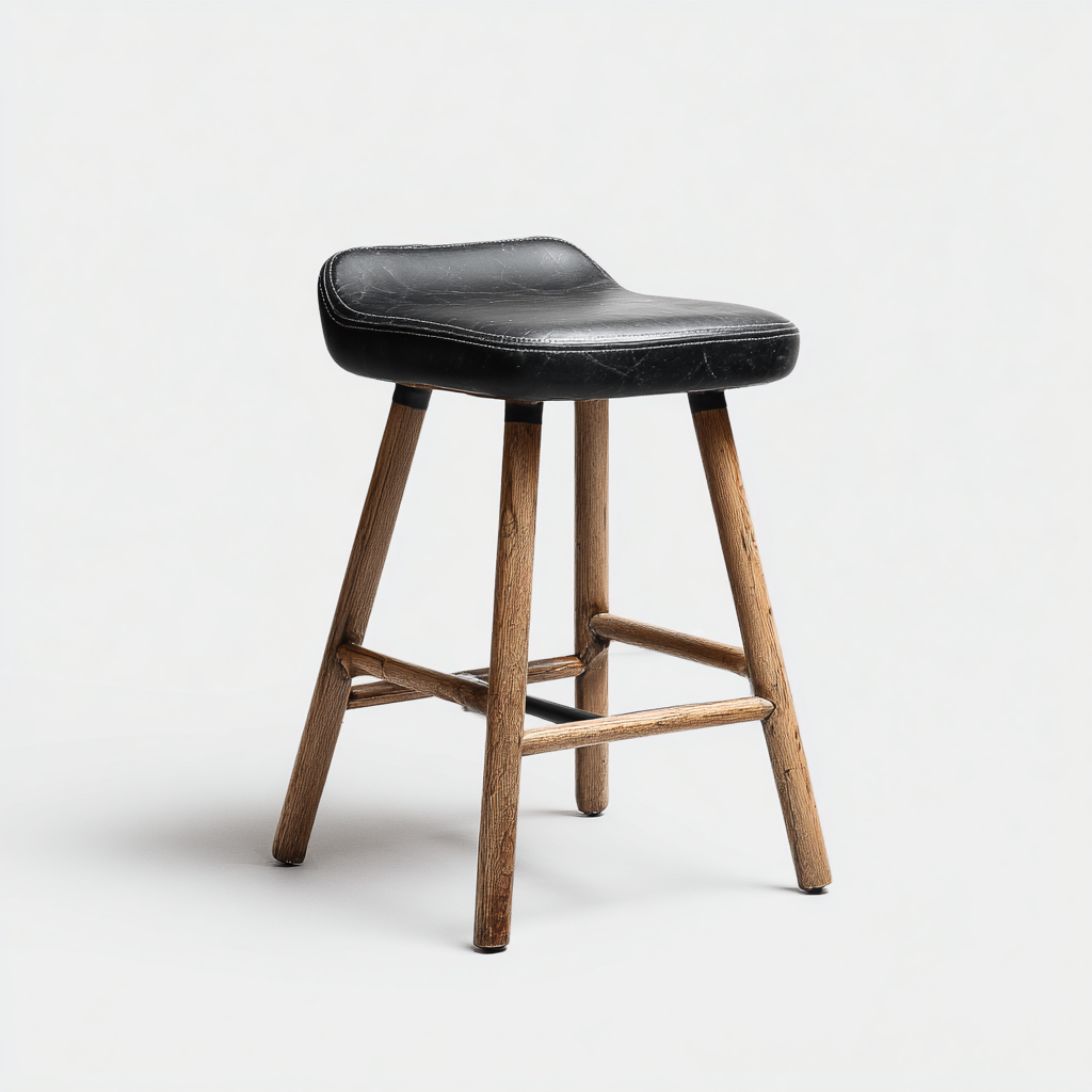 Tabouret de bar bois et simili cuir 40x35x70 cm - noir - pour salle à manger - design moderne-Interiorvo