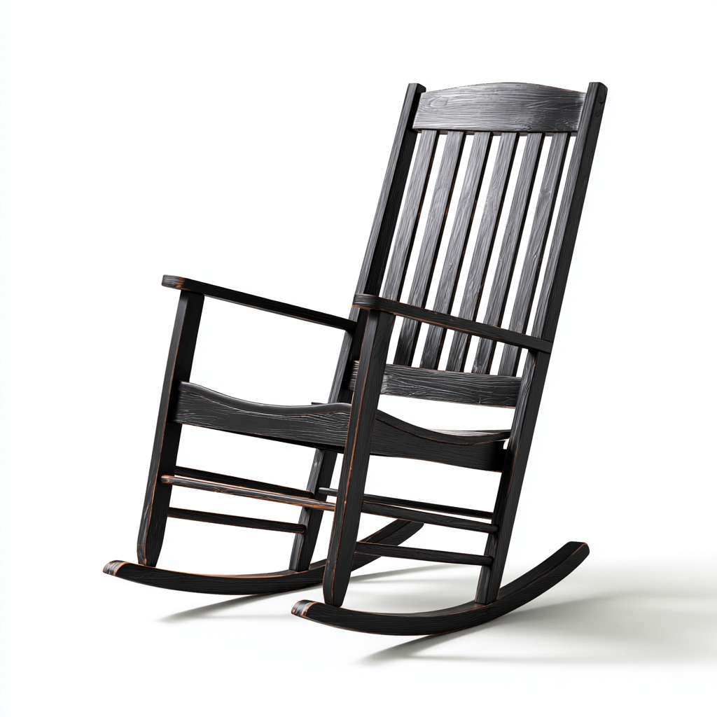 Fauteuil à bascule - bois - 100x60x110 cm - noir - salon - design classique-Interiorvo