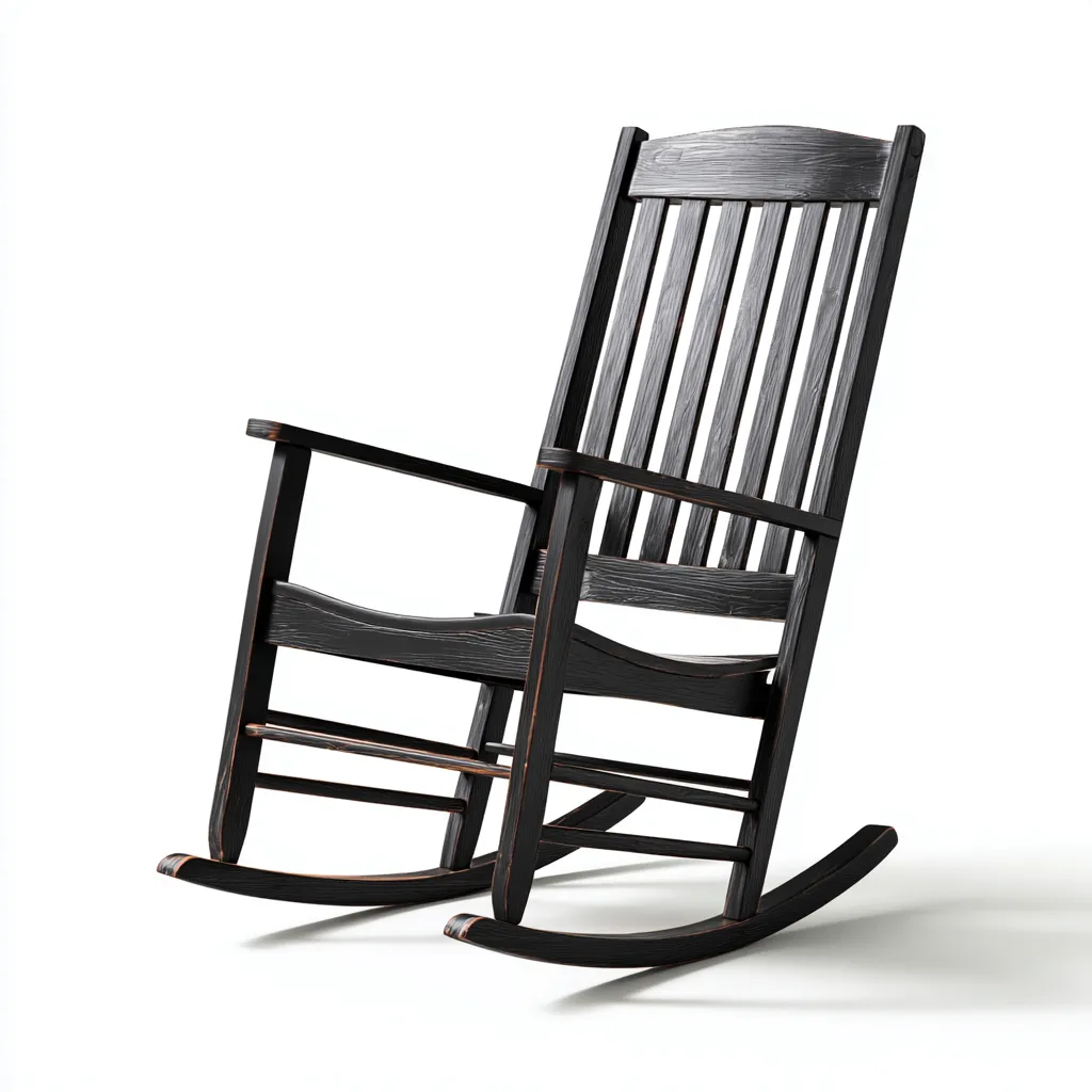 Fauteuil à bascule - bois - 100x60x110 cm - noir - salon - design classique-Interiorvo