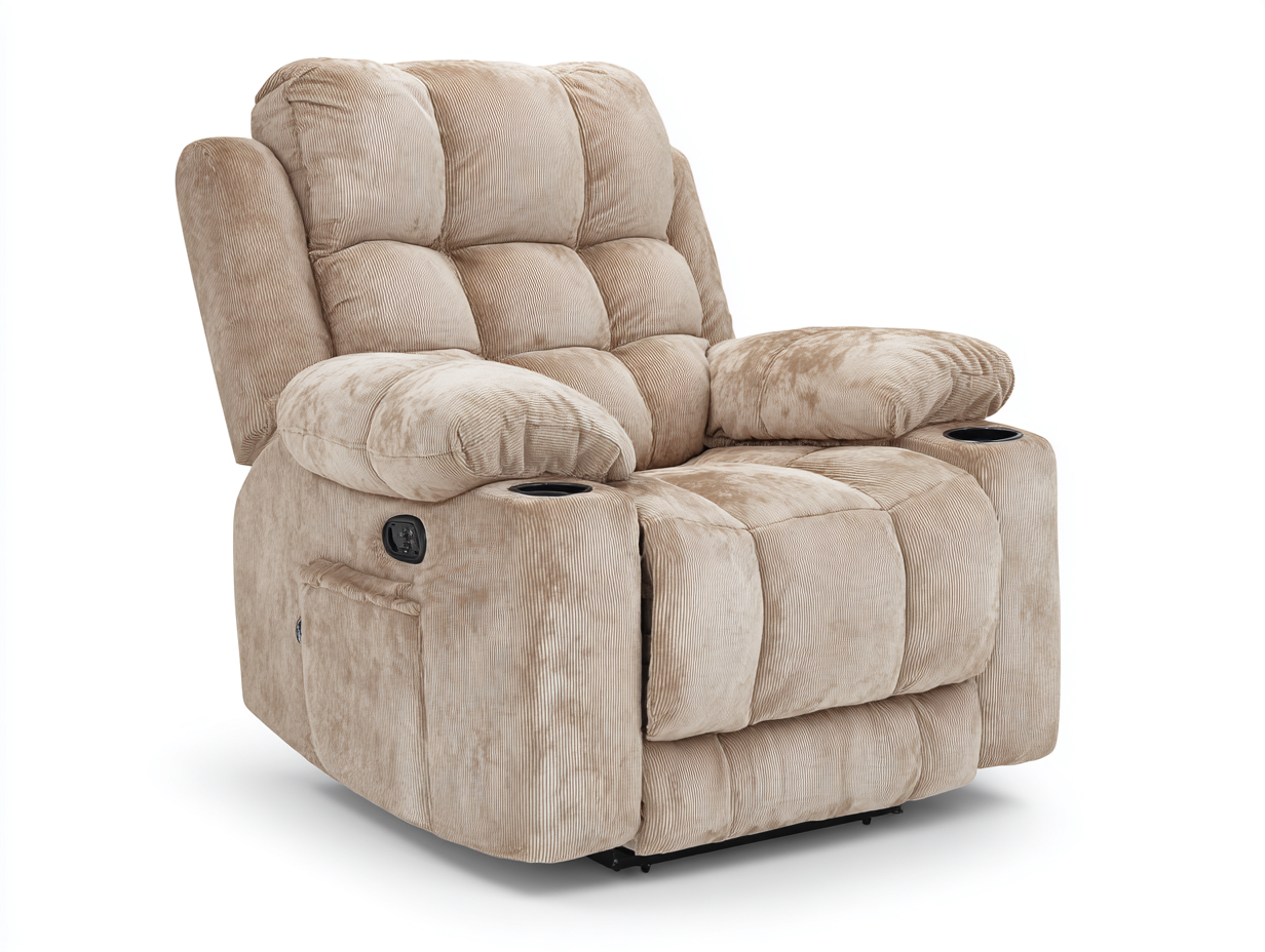 Poltrona reclinabile in tessuto - 105x100x108 cm - beige - per soggiorno - design comfort-Graceota