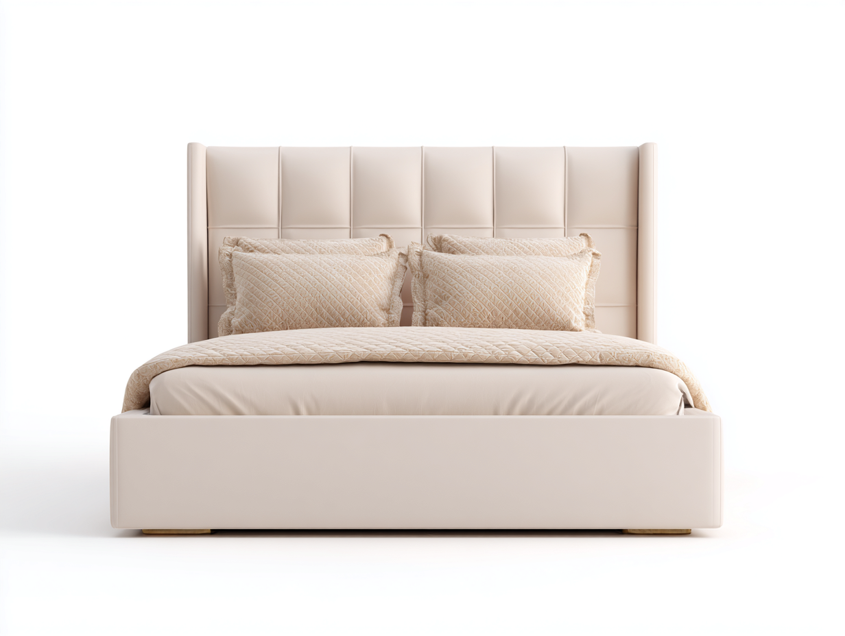 Letto matrimoniale - rivestimento in tessuto 200x160x130 cm - beige - per camera da letto - design moderno-Graceota