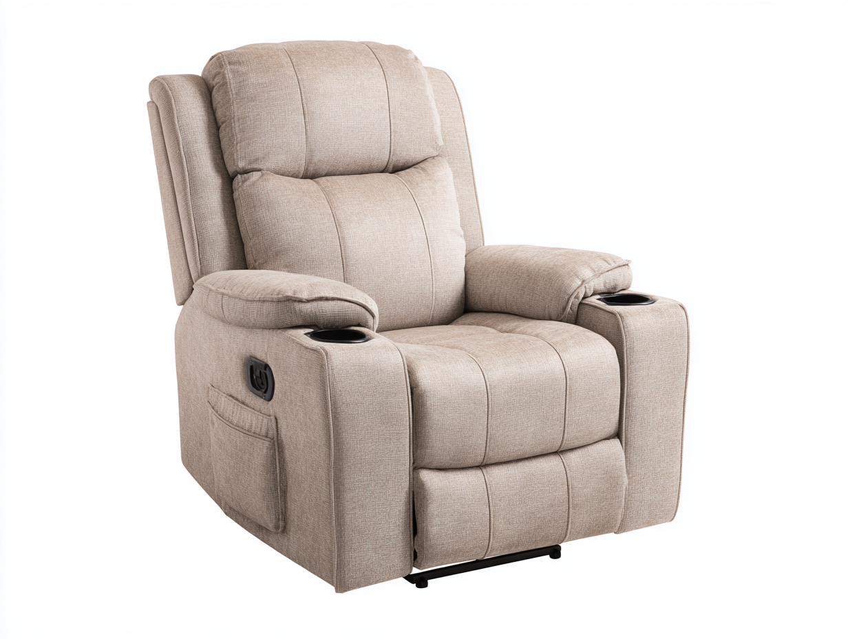 Poltrona reclinabile tessuto 102x95x105 cm - beige - adatta al soggiorno - design funzionale-Graceota