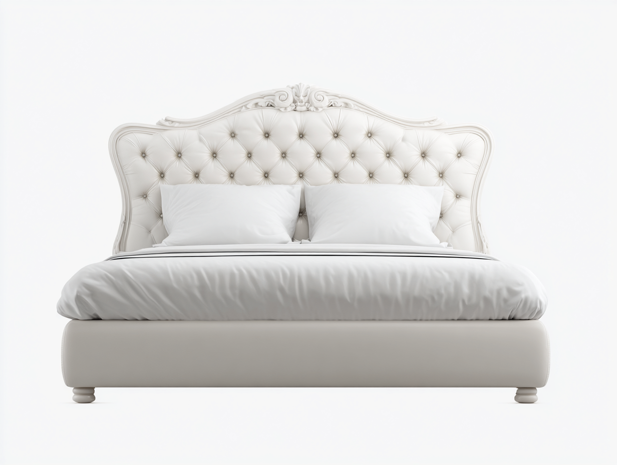 Letto matrimoniale imbottito 200x180x150 cm - bianco avorio - adatto alla camera da letto - design classico-Graceota