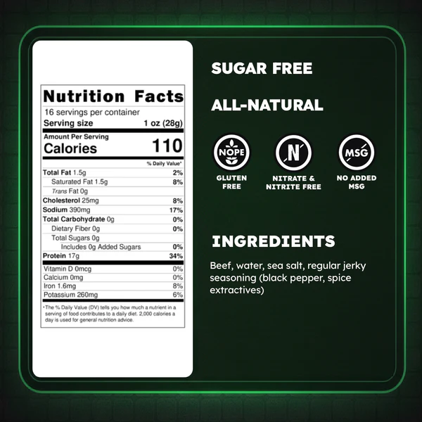 Texas Style Sugar Free Slabs Original Beef Jerky
