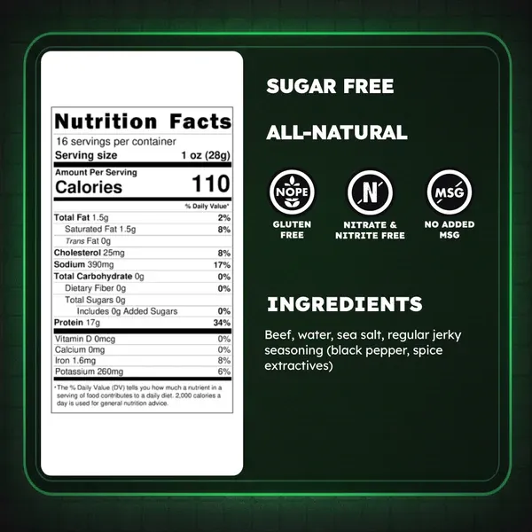 Texas Style Sugar Free Slabs Original Beef Jerky