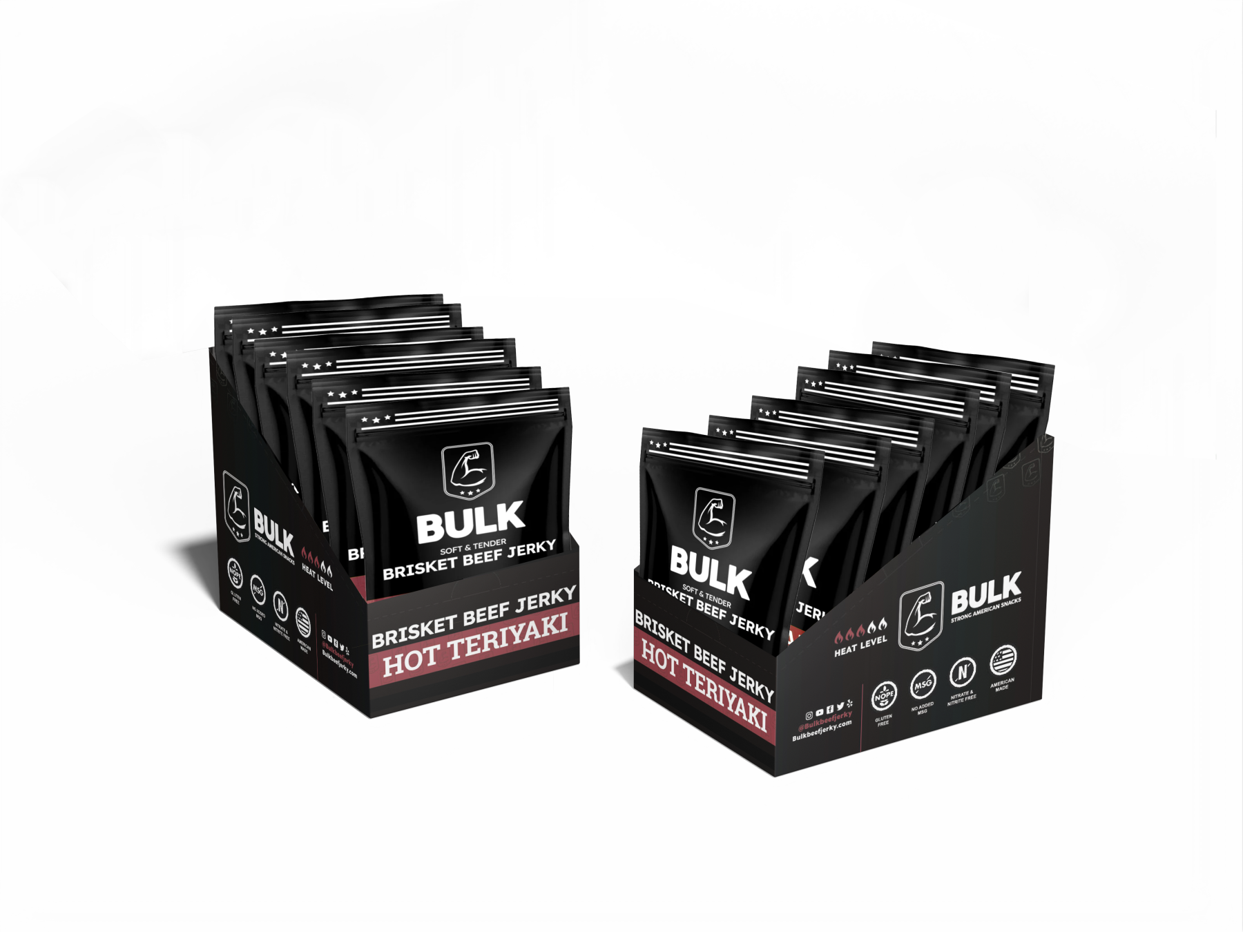 Bulk Hot Teriyaki Brisket Beef Jerky (2.25 oz 12-pack)