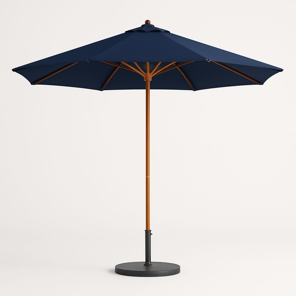 Outdoor Wooden Frame Blue Umbrella with Waterproof Polyester Canopy 300cm Diameter