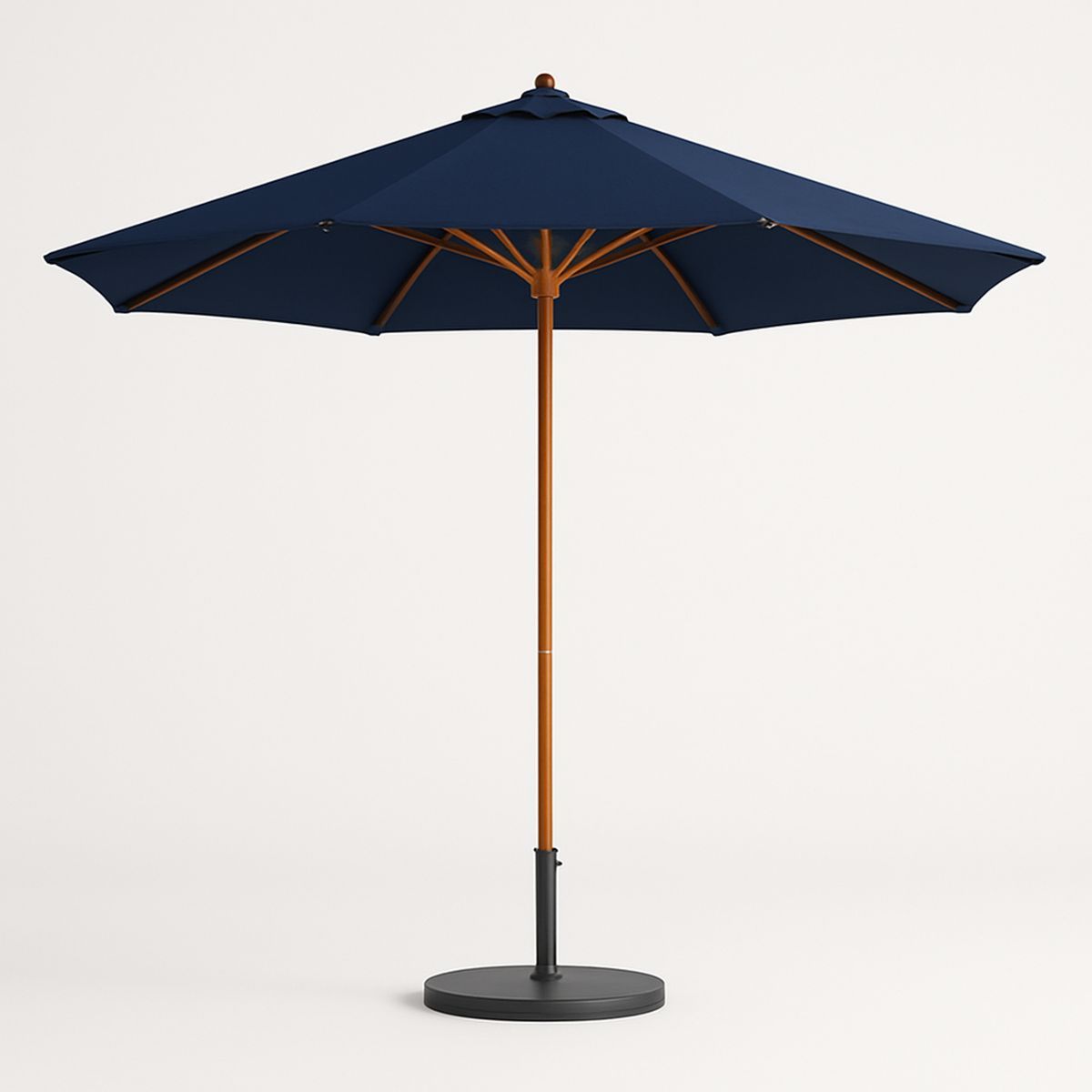 Outdoor Wooden Frame Blue Umbrella with Waterproof Polyester Canopy 300cm Diameter
