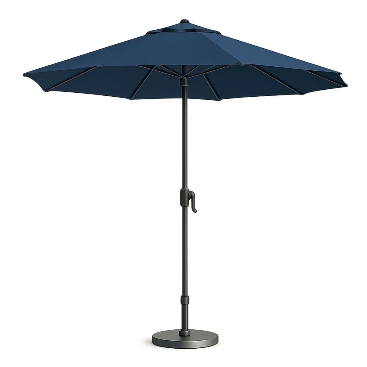 Outdoor Umbrella Polyester Fabric Iron Frame Navy Blue 270cm