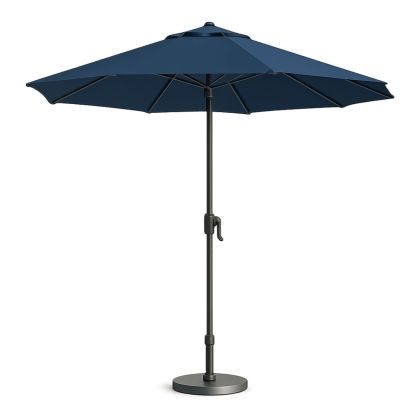 Outdoor Umbrella Polyester Fabric Iron Frame Navy Blue 270cm