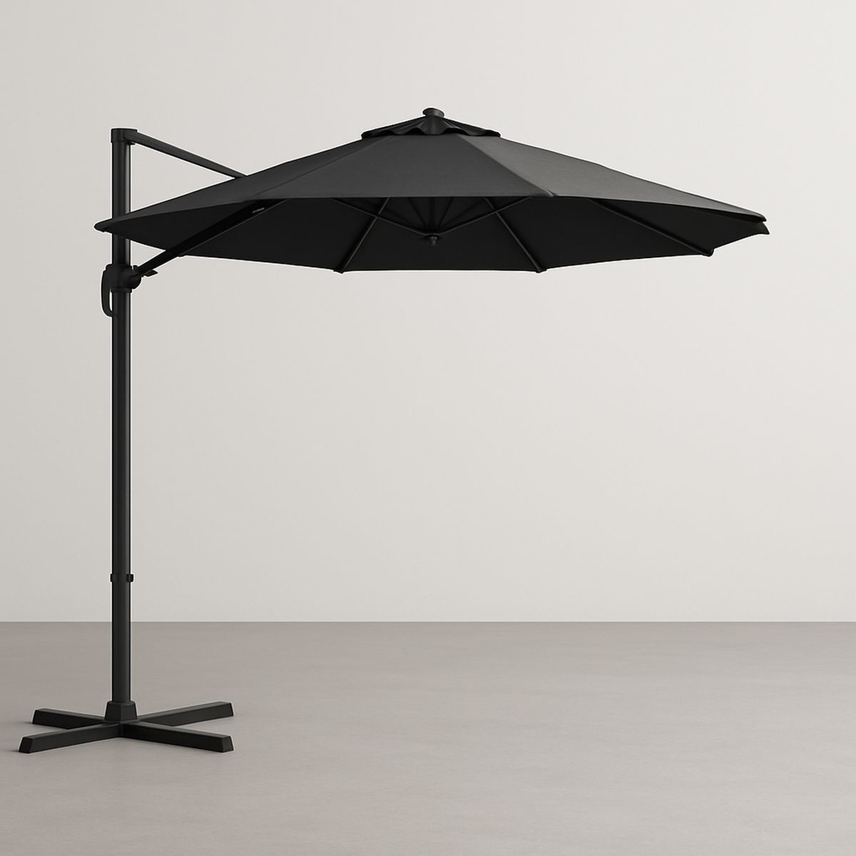 Outdoor Cantilever Aluminium Umbrella Black 3m