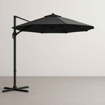 Outdoor Cantilever Aluminium Umbrella Black 3m
