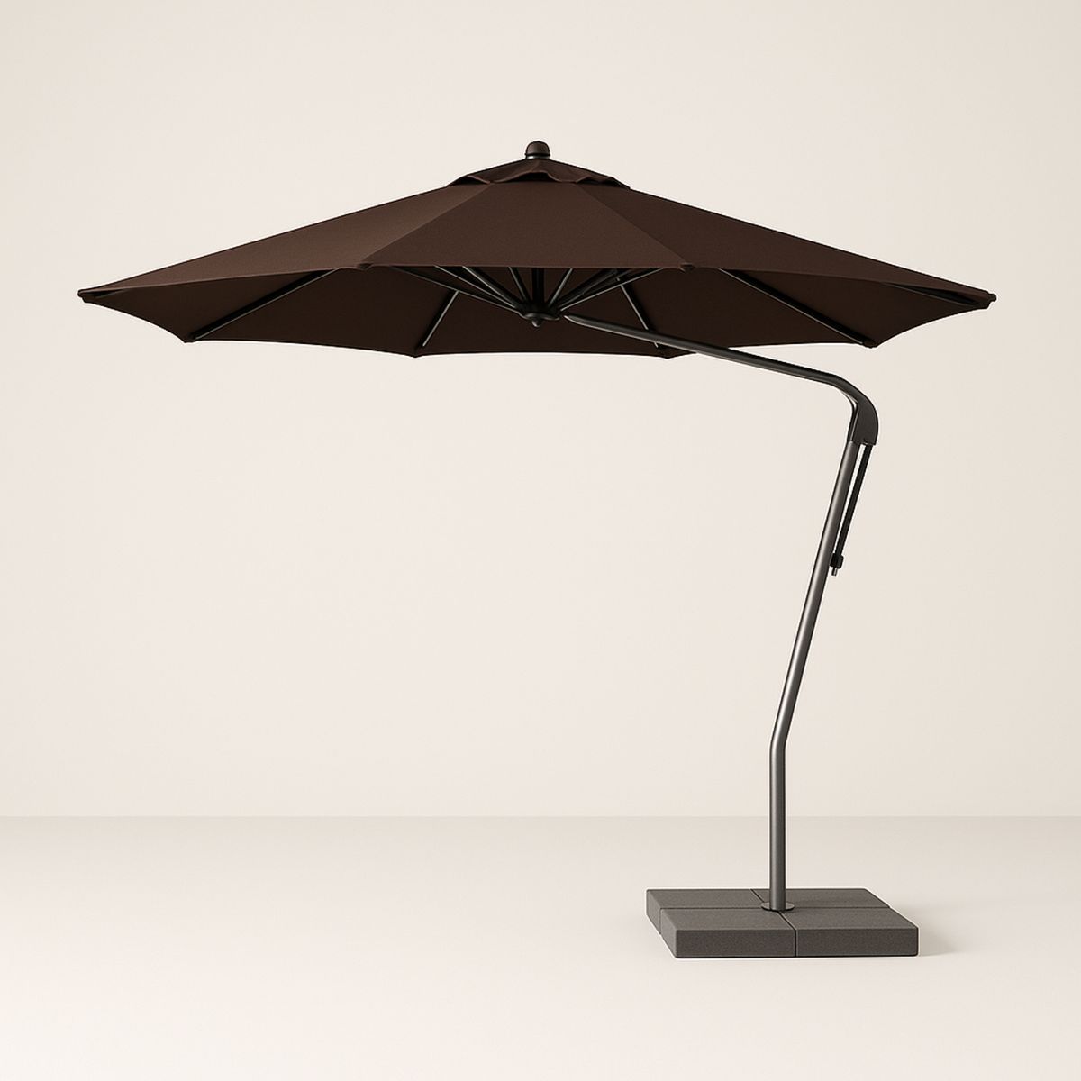 Offset Outdoor Umbrella Aluminium Frame Polyester Fabric 3m Brown