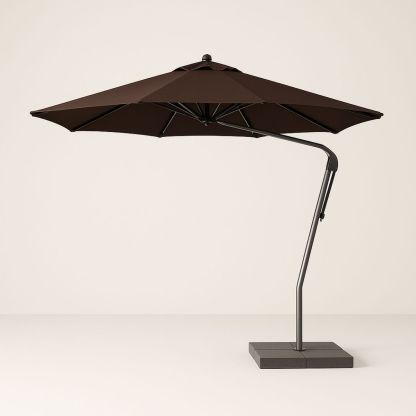 Offset Outdoor Umbrella Aluminium Frame Polyester Fabric 3m Brown