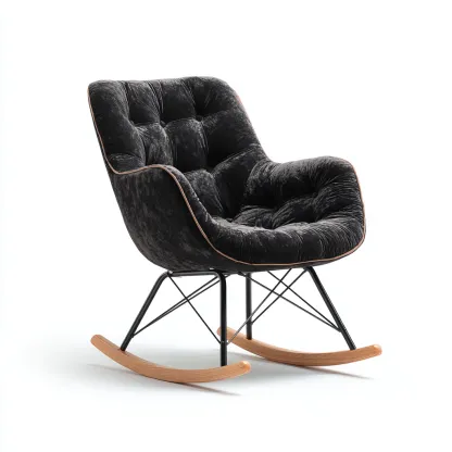 Fauteuil à bascule - velours - 77x70x92 cm - noir - style moderne-Luxeare