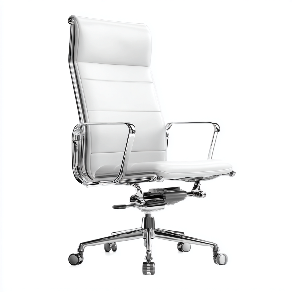 Chaise de bureau - cuir synthétique - 70x70x122 cm - blanc - ergonomique-Luxeare