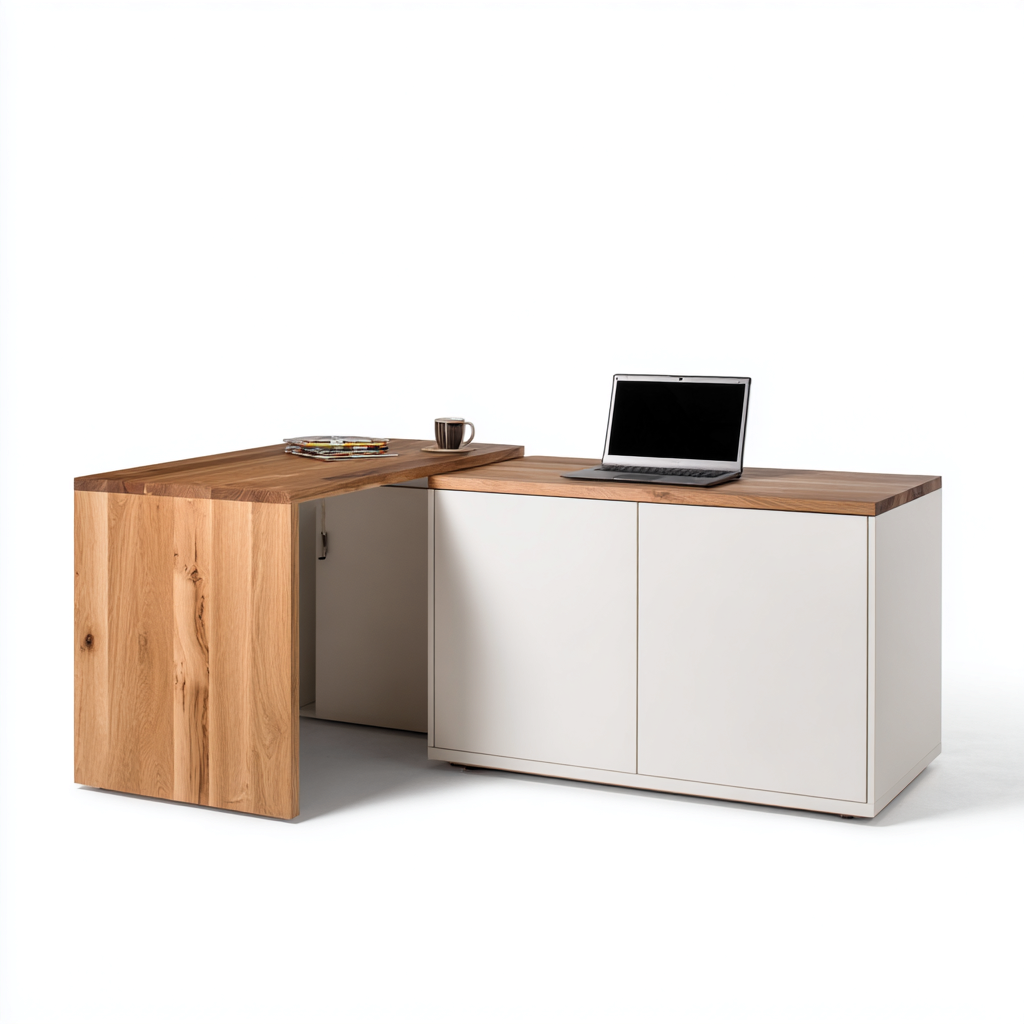 Bureau-Bois-MDF-160x140x75 cm-Bois-Blanc-Style Moderne-Luxeare