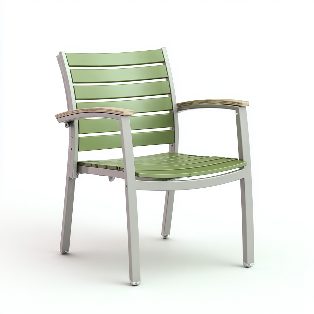 Chaise de jardin - aluminium-plastique-bois composite - 60x58x88 cm - gris-vert-marron - style moderne-Luxeare