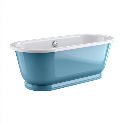 Baignoire - Fonte-acrylique - 164x71x57 cm - Bleu-Blanc - Style classique-Luxeare