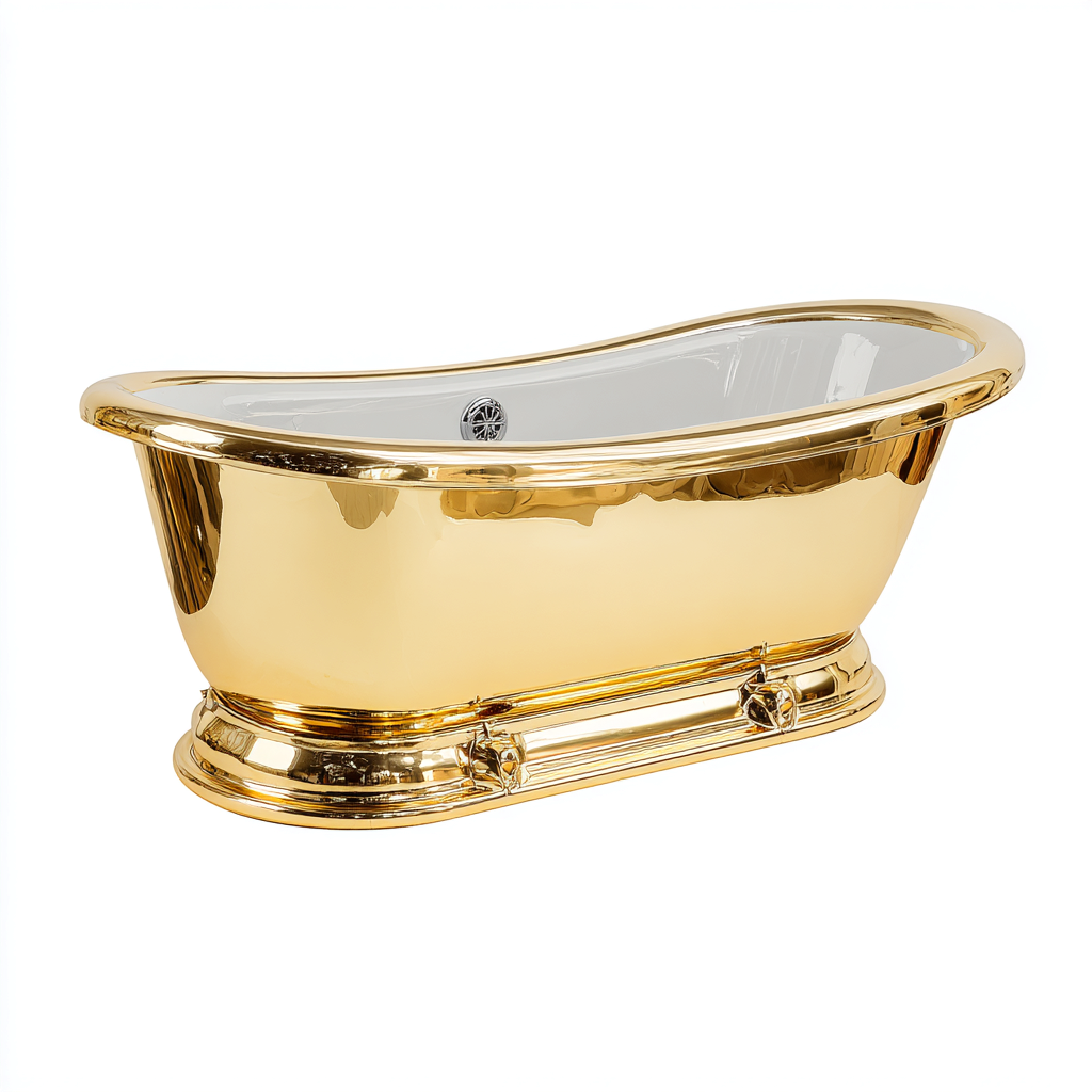 Baignoire - Laiton-acier - 170x74x60 cm - Doré-Blanc - Style classique-Luxeare