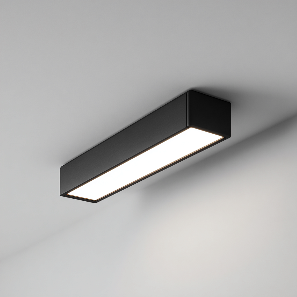 Plafonnier-Métal-Acrylique-42x10x6 cm-Noir-Blanc-Style Moderne-Luxeare