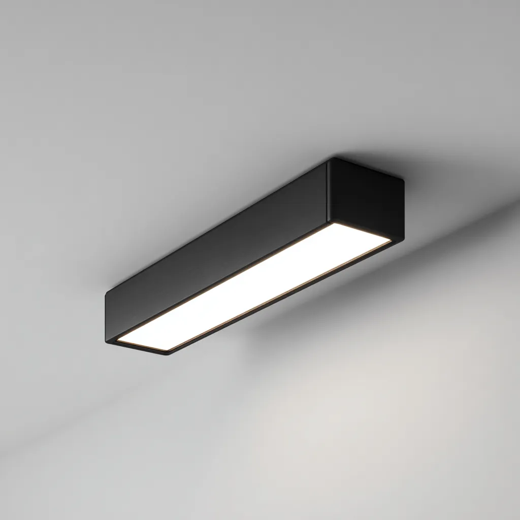 Plafonnier-Métal-Acrylique-42x10x6 cm-Noir-Blanc-Style Moderne-Luxeare