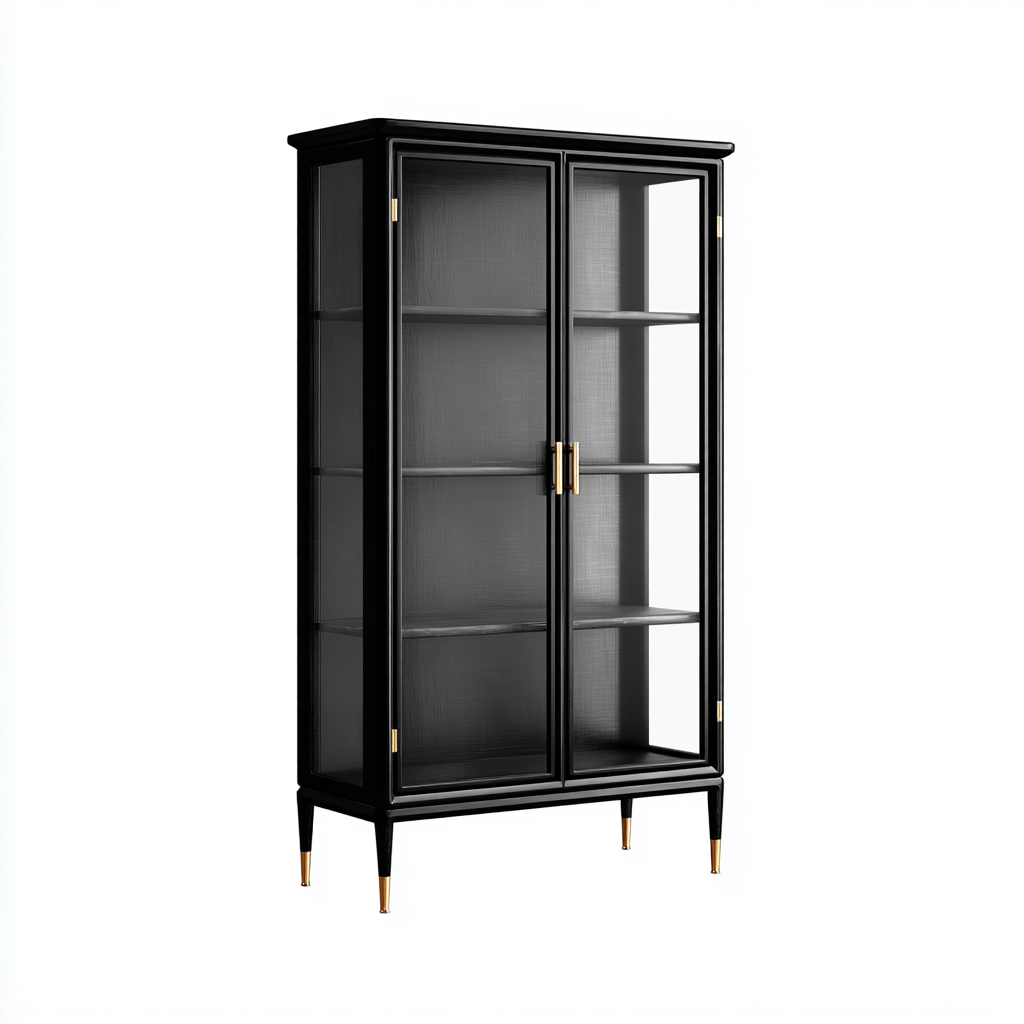 Vitrine-métal-verre-92x40x170 cm-noir-design moderne-Luxeare