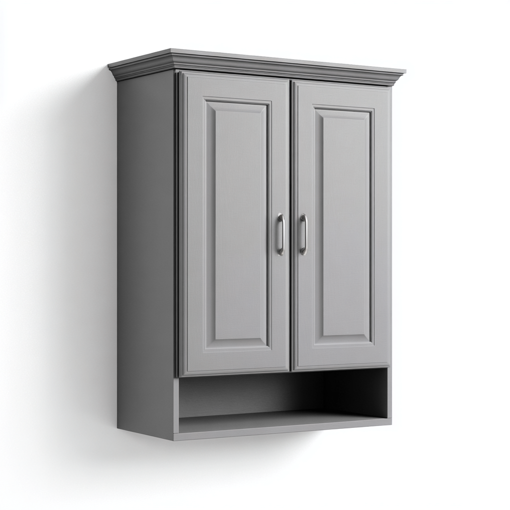 Rangement de salle de bain-bois-60x25x75 cm-gris-design moderne-Luxeare