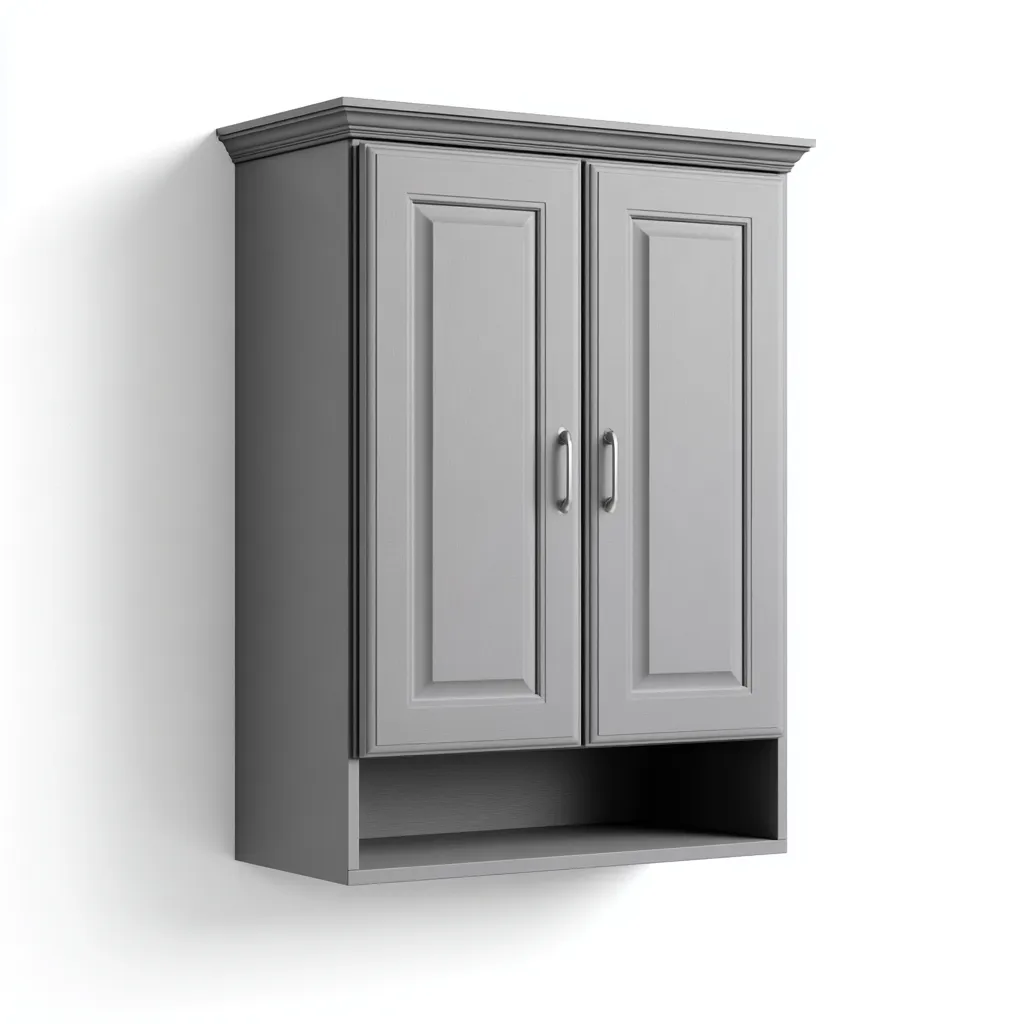 Rangement de salle de bain-bois-60x25x75 cm-gris-design moderne-Luxeare