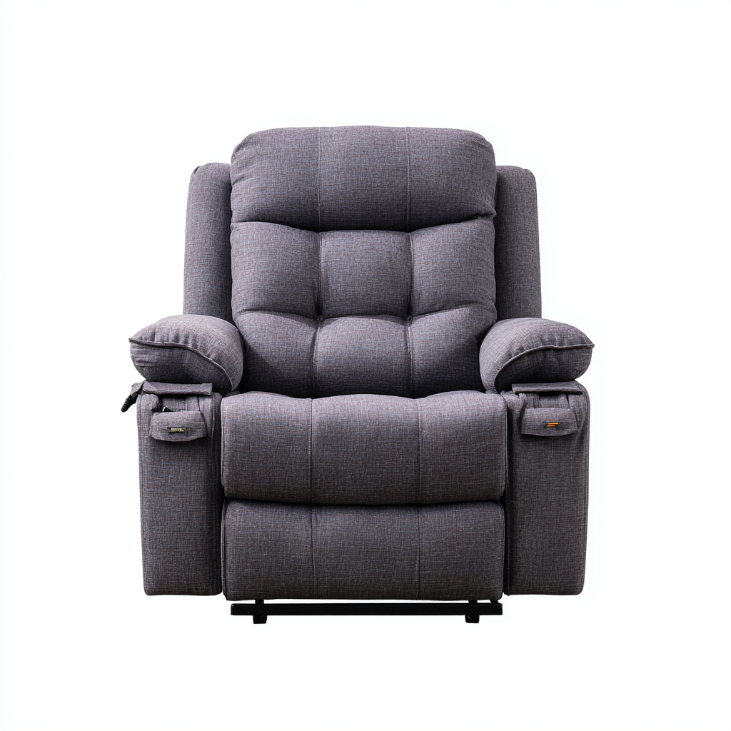 Fauteuil relax - tissu-métal - 103x90x108 cm - gris foncé - fonction inclinable-Luxeare