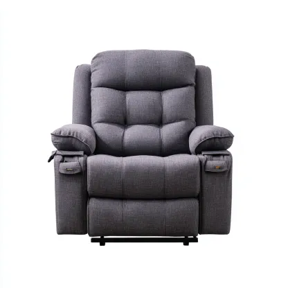 Fauteuil relax - tissu-métal - 103x90x108 cm - gris foncé - fonction inclinable-Luxeare