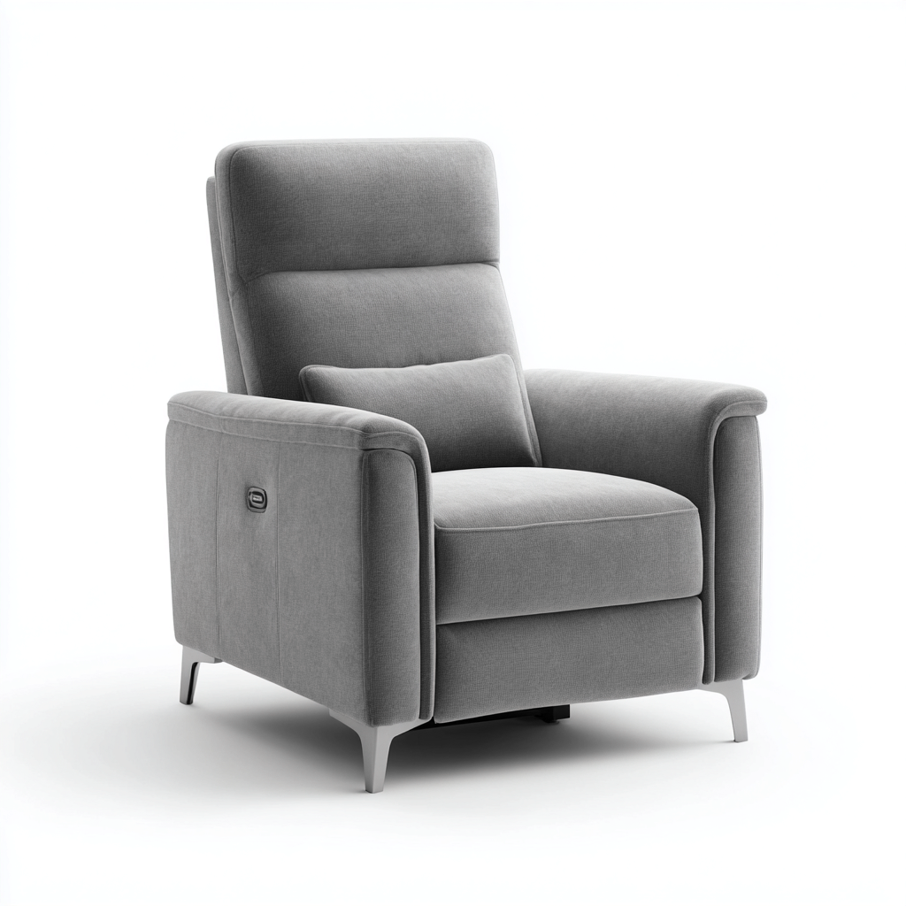 Fauteuil relax - tissu-métal - 98x85x104 cm - gris - fonction inclinable-Luxeare