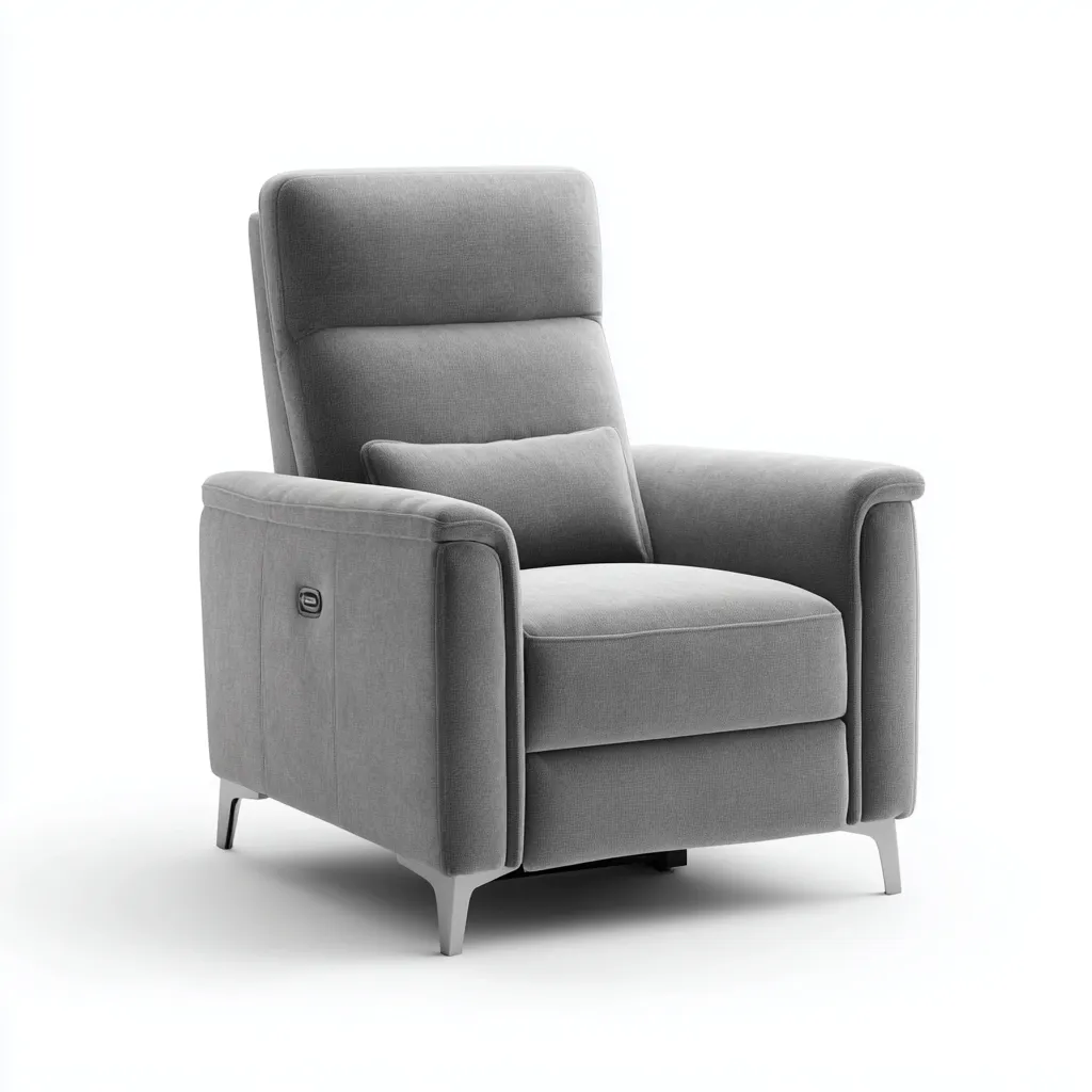 Fauteuil relax - tissu-métal - 98x85x104 cm - gris - fonction inclinable-Luxeare