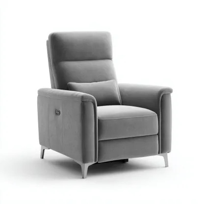 Fauteuil relax - tissu-métal - 98x85x104 cm - gris - fonction inclinable-Luxeare