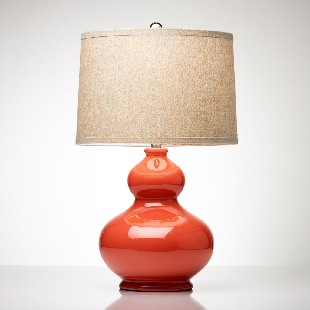 Lampe de table-verre-textile-32x32x55 cm-orange-beige-éclairage décoratif-Luxeare