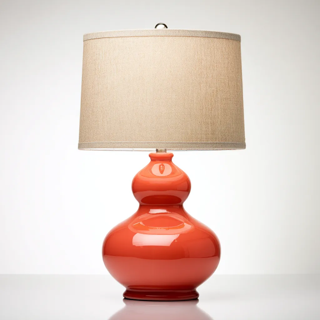 Lampe de table-verre-textile-32x32x55 cm-orange-beige-éclairage décoratif-Luxeare