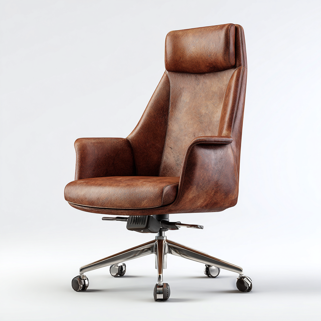 Chaise de bureau - cuir synthétique - 68x68x118 cm - brun - ergonomique-Luxeare