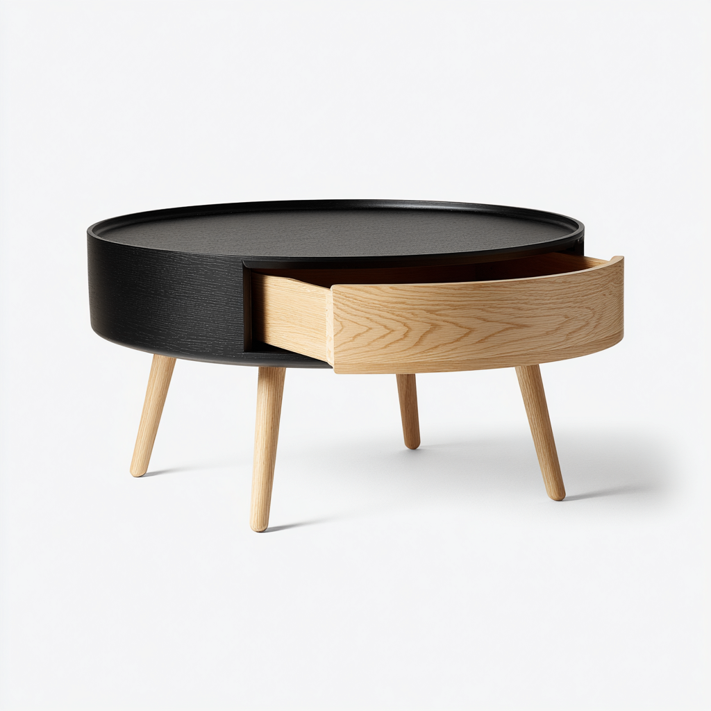 Table basse - bois - 80x80x42 cm - noir-chêne clair - style scandinave-Luxeare