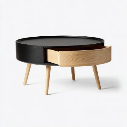 Table basse - bois - 80x80x42 cm - noir-chêne clair - style scandinave-Luxeare