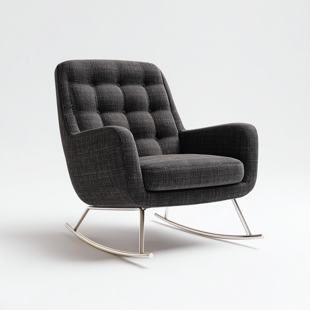 Fauteuil à bascule - tissu - 78x70x92 cm - noir - style moderne-Luxeare