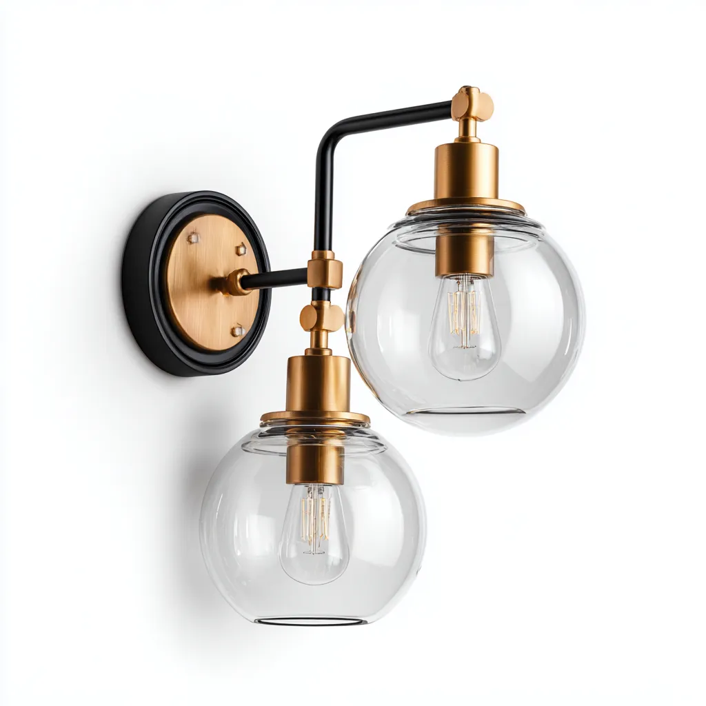 Applique murale-métal-verre-32x18x28 cm-transparente-or-noir-style contemporain-Luxeare